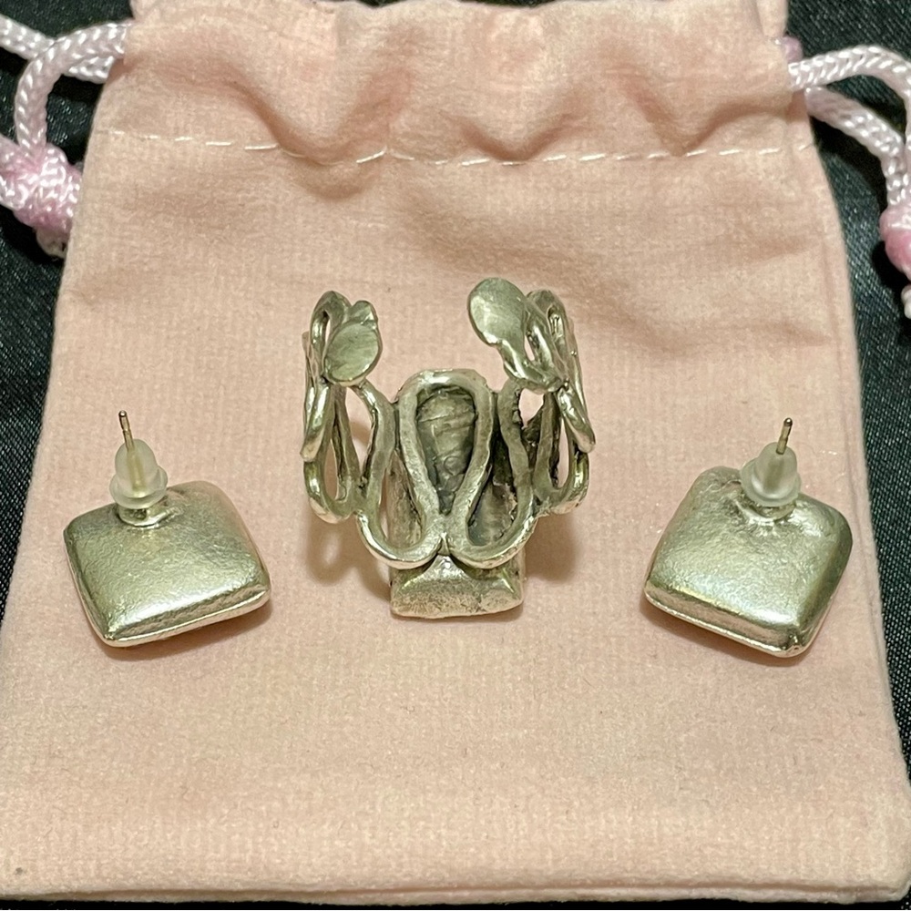 Nordstrom's Rack Fashion Jewlry-Silver and Pink Cubic Zyrconia Ring/Earrings Set - Picture 5 of 5
